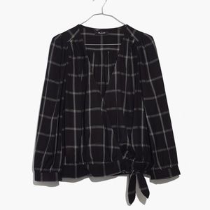 Madewell Windowpane Wrap Top